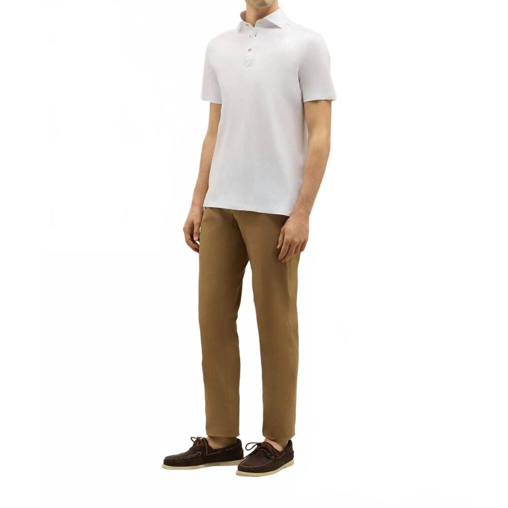 NEW BOGLIOLI cotton jersey short sleeve polo shirt in white